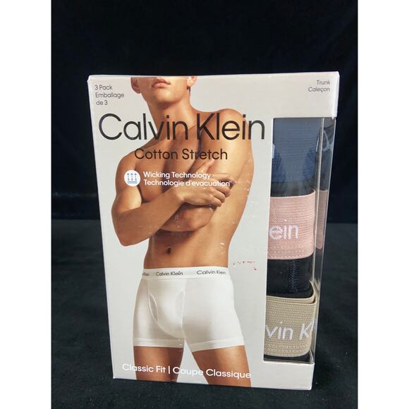 Men's Set of 3 cotton stretch fit trunks underwear briefs Calvin Klein XL New - Picture 1 of 6